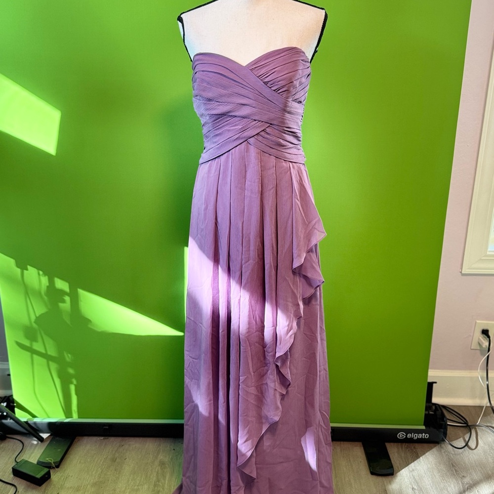 Elegant Strapless Purple Evening Gown